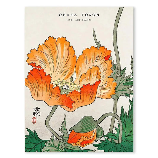 Ohara Koson Poster | Birds and Plants Art Print | Japanese Ukiyo-e Wall Decor | Nature Scene | Vintage Style Artwork