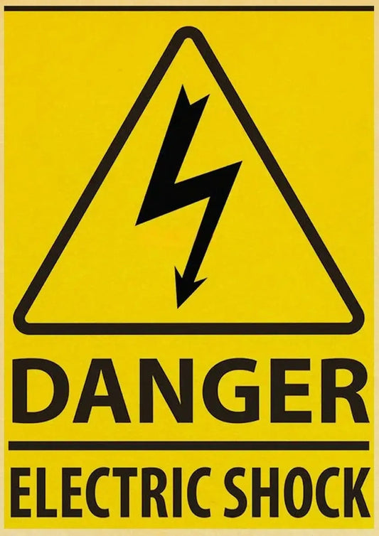 Danger Electric Shock Warning Poster | Vintage Style | Home Decor | Wall Art