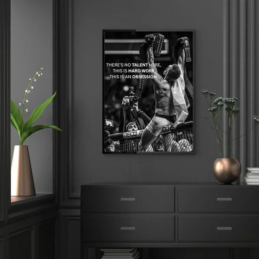 Conor McGregor Inspirational Poster | Hard Work & Obsession Quote | Gym Decor | UFC Motivational Wall Art