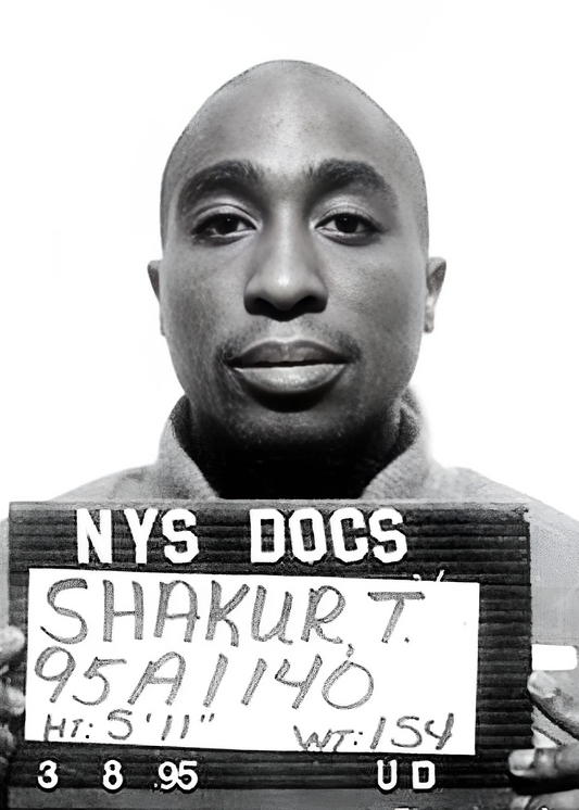 Tupac Shakur Iconic Mugshot | Vintage Music Legend Art | Wall Decor Poster | High-Quality Print | Hip Hop Rap Wall Art