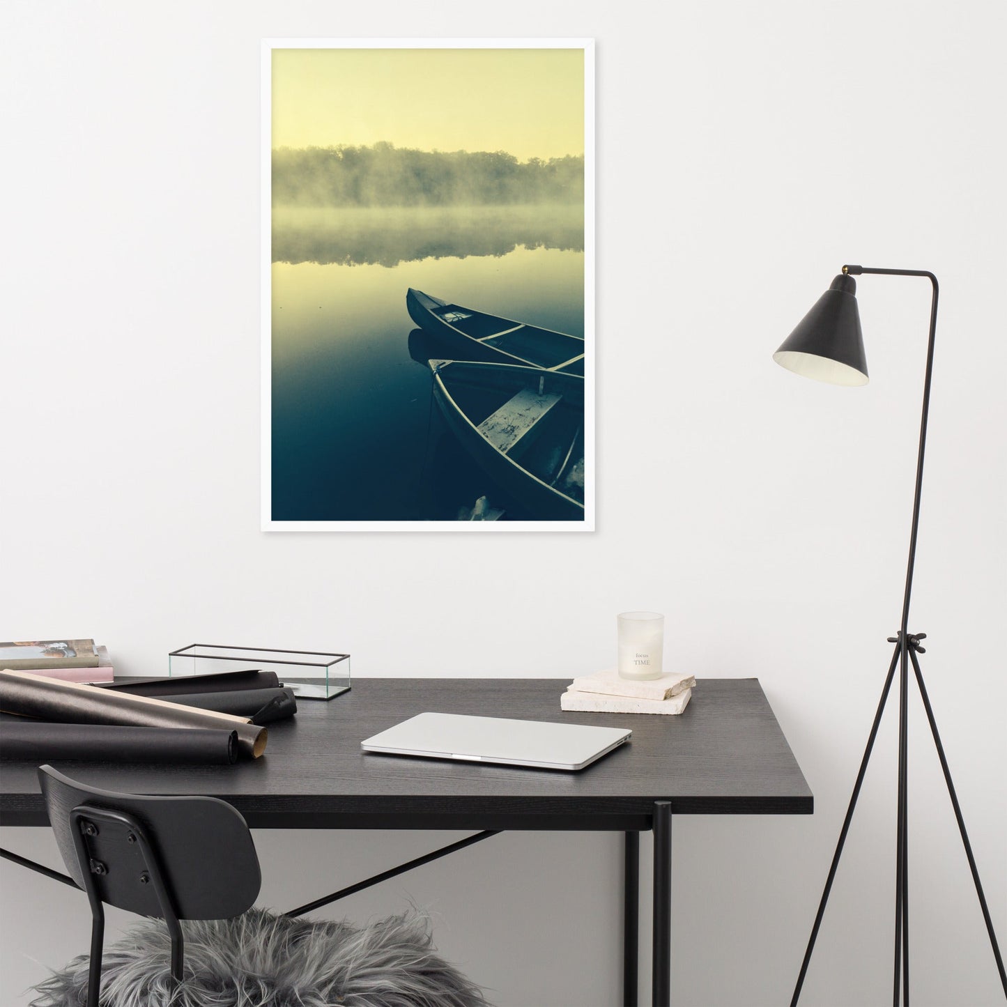 Boats in Fog - Poster