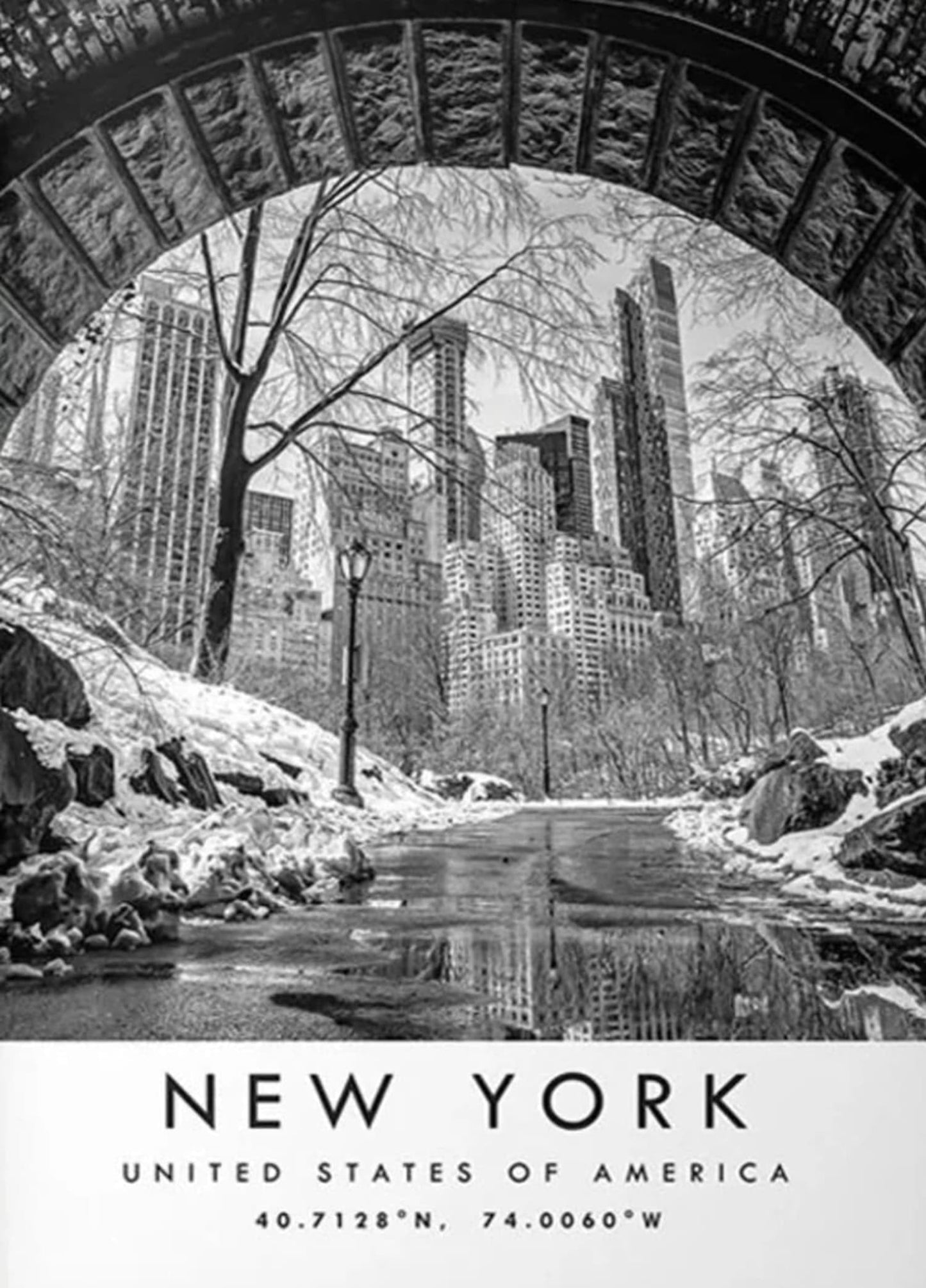 Winter Wonderland | Central Park Bridge Poster | New York City Scenic Art | USA Landscape