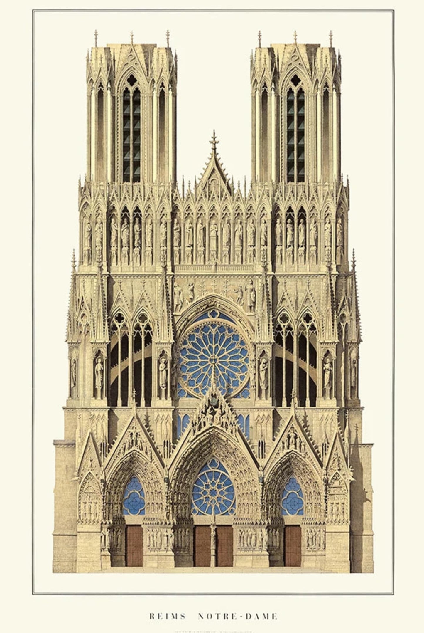 Reims Cathedral | Reims | France | Majestic Gothic Architecture | French Religious Architecture | Historical Building Posters