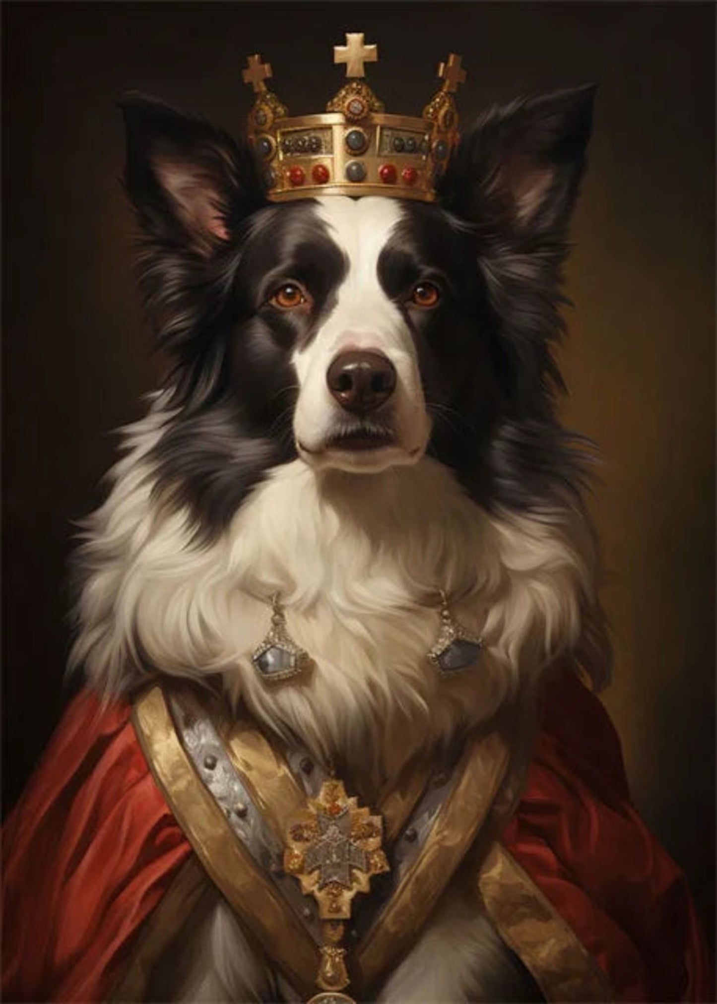 Border Collie Portrait | Royal Red Cloak
