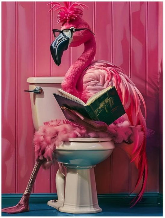 Royal Punk Animals Poster | Flamingo with Glasses | Art Print for Home Decor