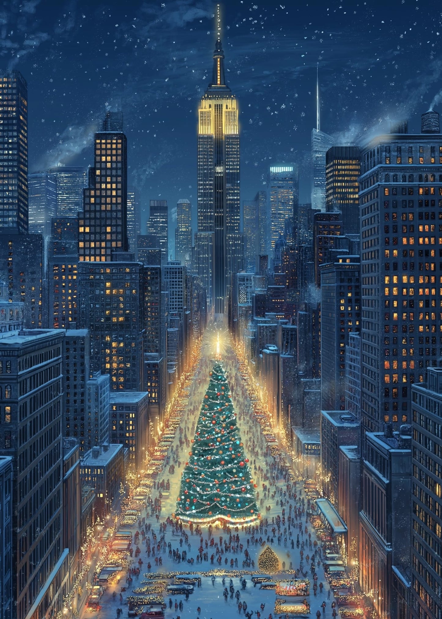 Christmas Tree Cityscape | Festive Winter Night
