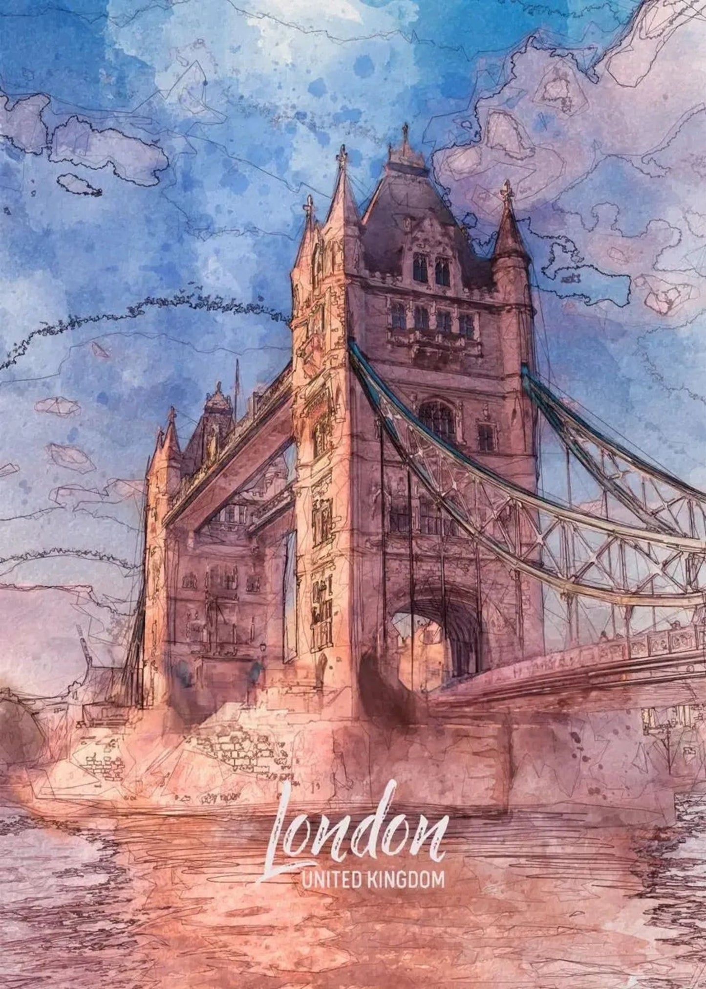 Tower Bridge | London | United Kingdom | Victorian Era Engineering | British Architectural Icons | Historical Bridges Posters