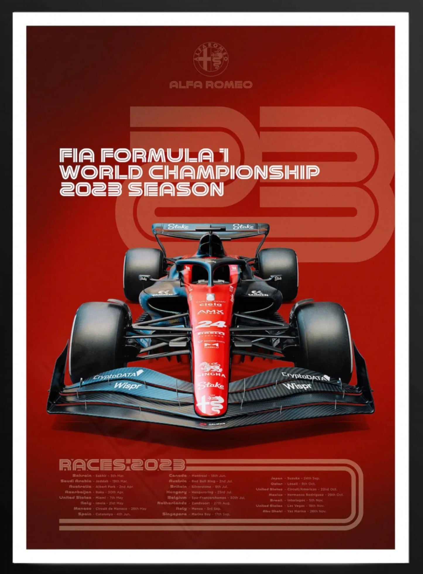 Alfa Romeo | Valtteri Bottas | Zhou Guanyu | Bold 2023 F1 World Championship Poster