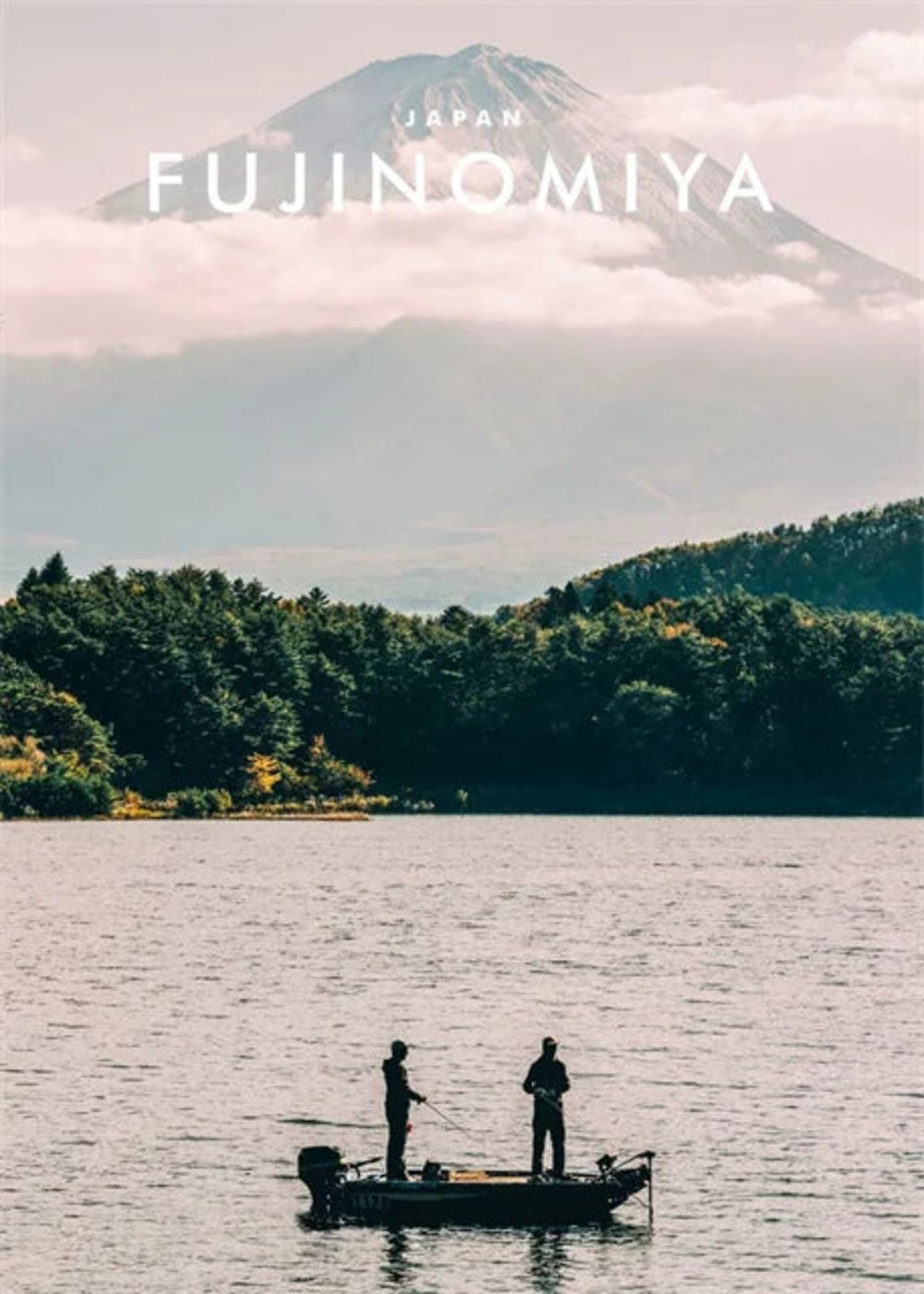 Lake Motosu Fishing | Fujinomiya | Peaceful Lake Fishing Scenes | Outdoor Japanese Scenery | Japanese Architecture Posters
