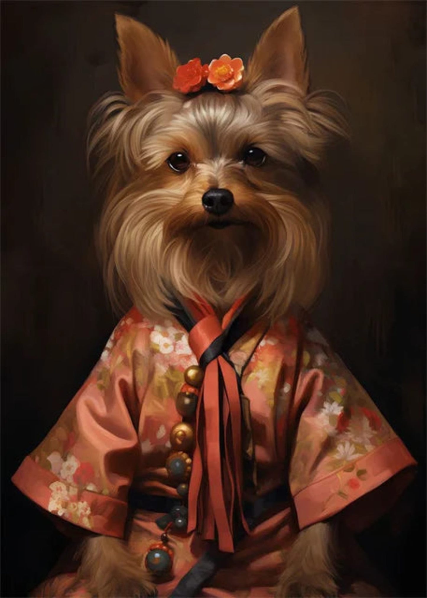 Yorkshire Terrier in Blooming Garden