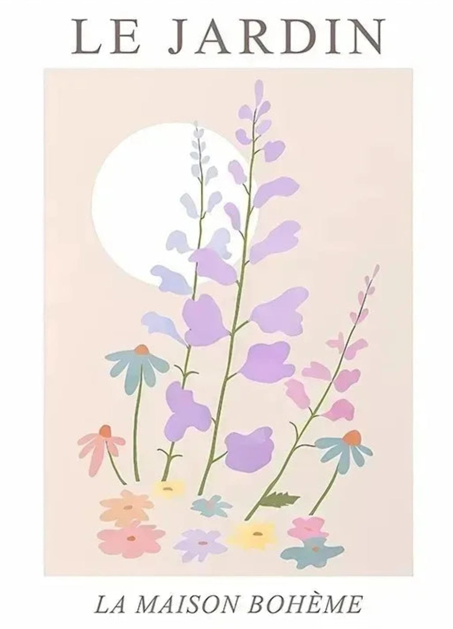 Les Fleurs Lavender Wildflower Poster | Garden Blooms | Daisies & Wildflowers Artwork Decor