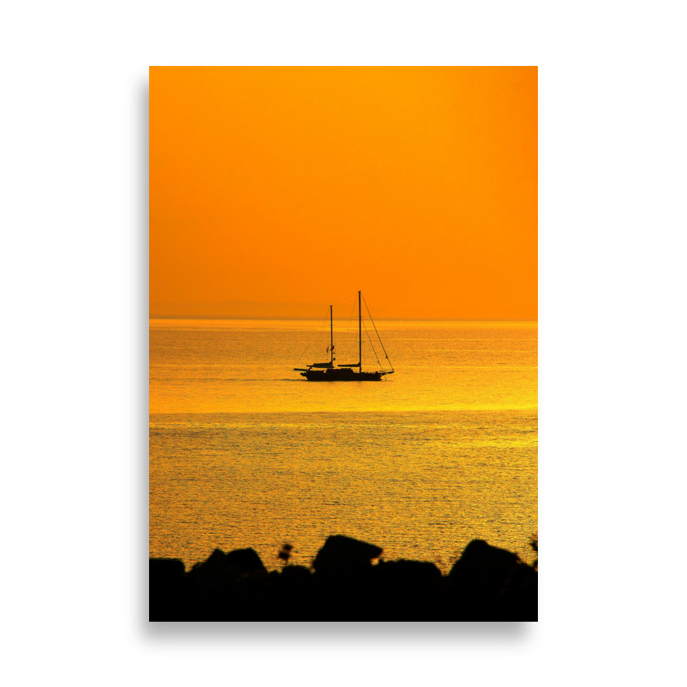 Poster - a ship on golden sea