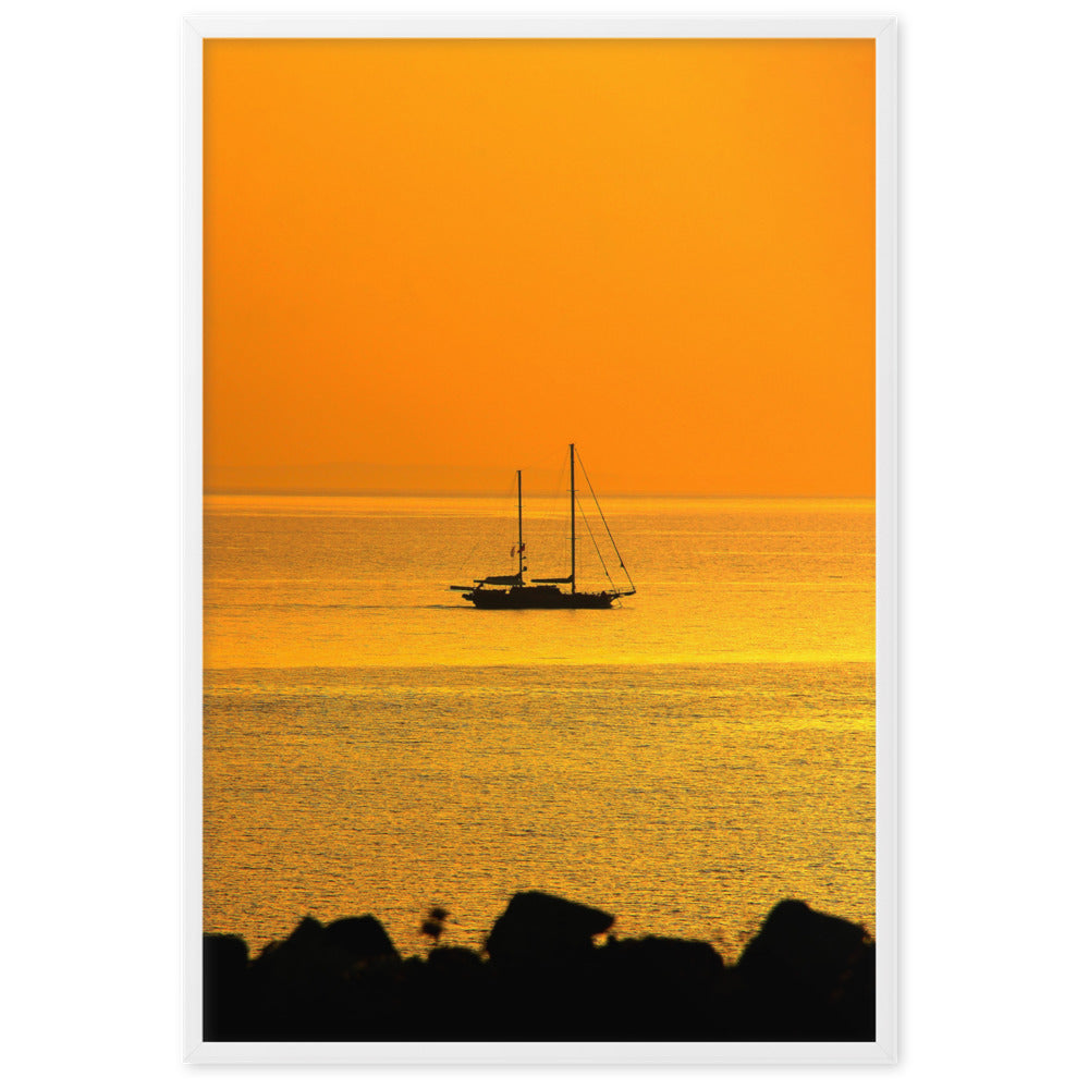 Poster - a ship on golden sea