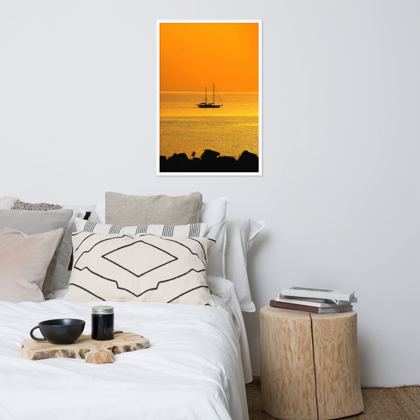 Poster - a ship on golden sea