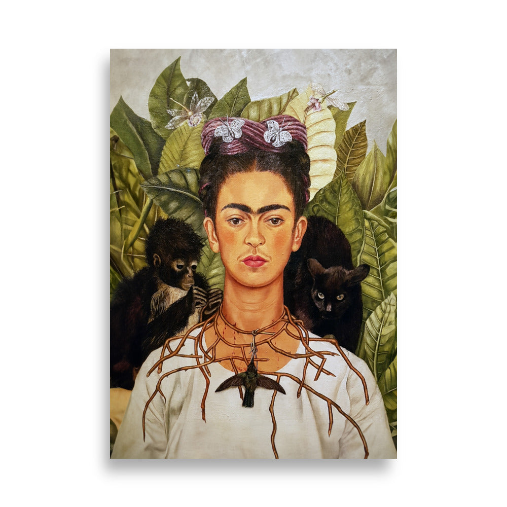 Poster - Frida Kahlo with Thorn Necklace and Hummingbird