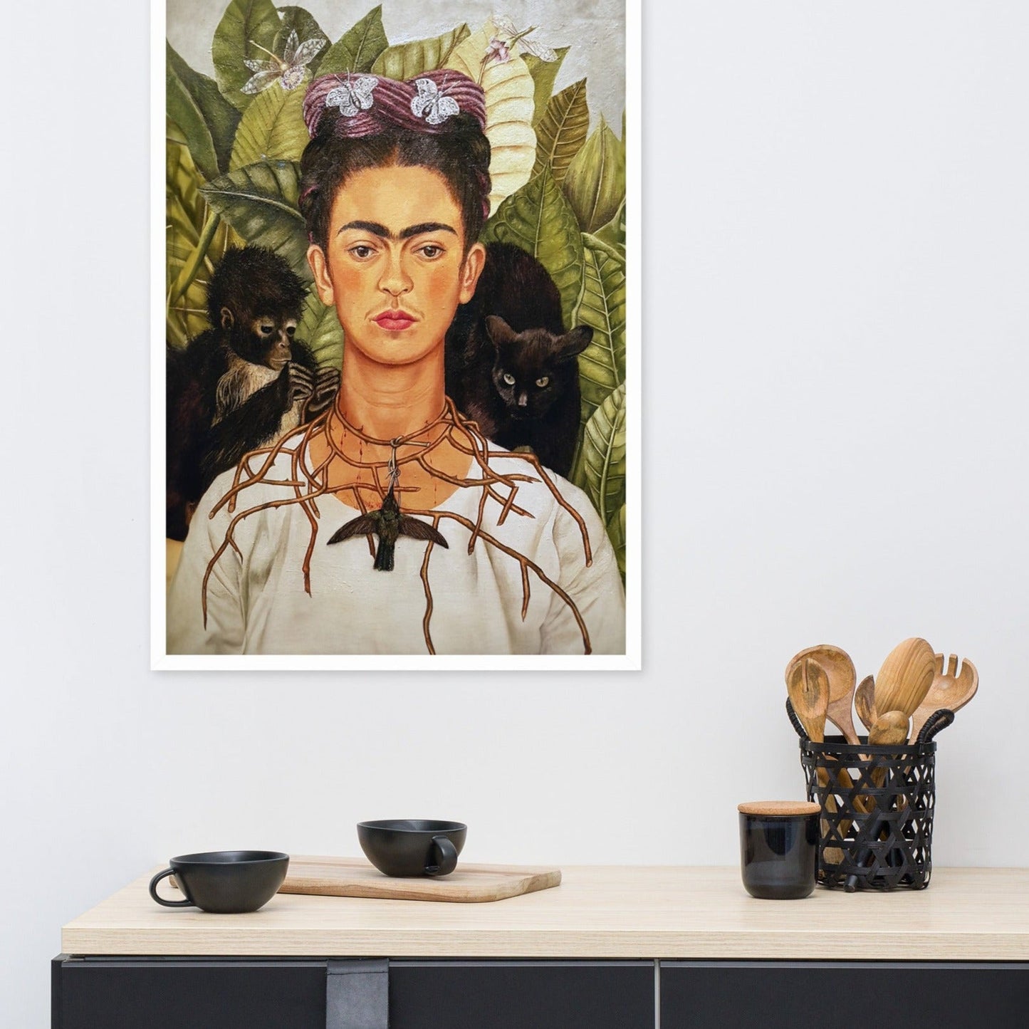 Poster - Frida Kahlo with Thorn Necklace and Hummingbird