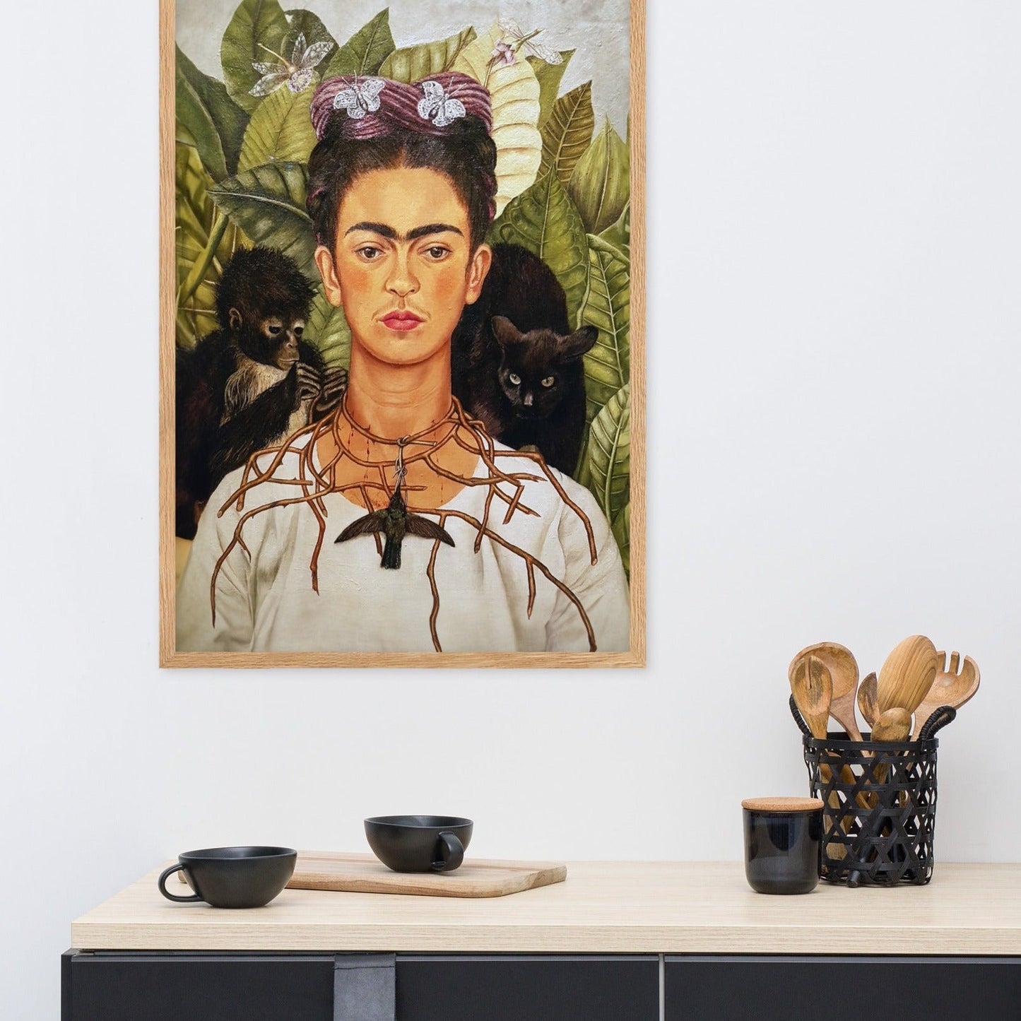 Poster - Frida Kahlo with Thorn Necklace and Hummingbird