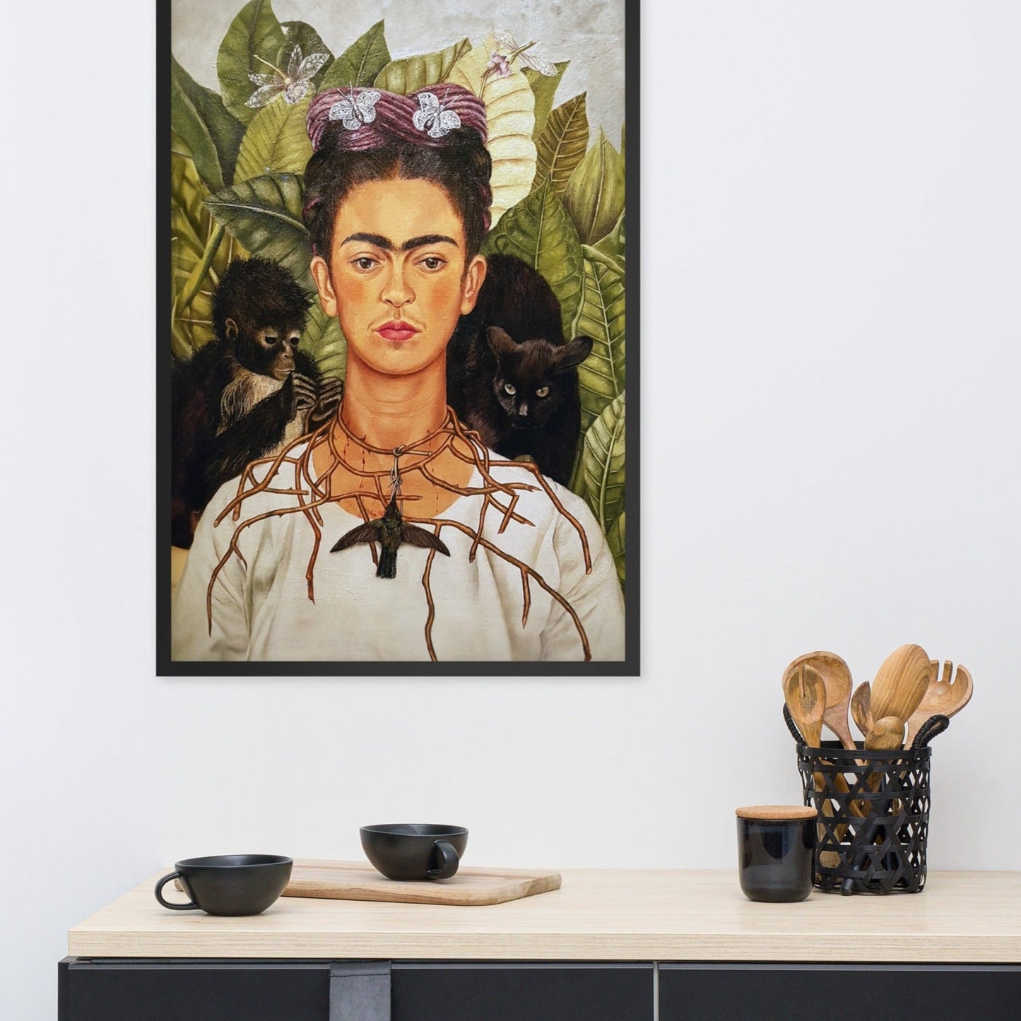 Poster - Frida Kahlo with Thorn Necklace and Hummingbird