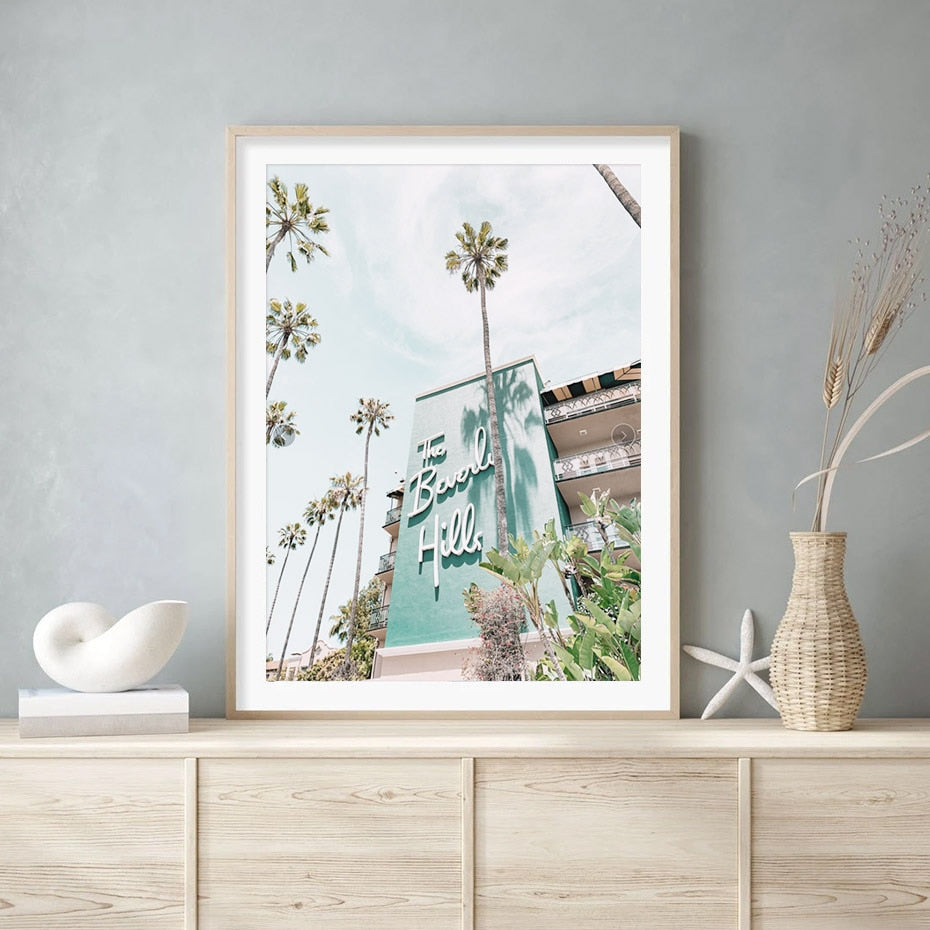 The Beverly Hills Hotel | Artistic Print | Iconic Landmark Wall Art | Elegant Home Decor Poster