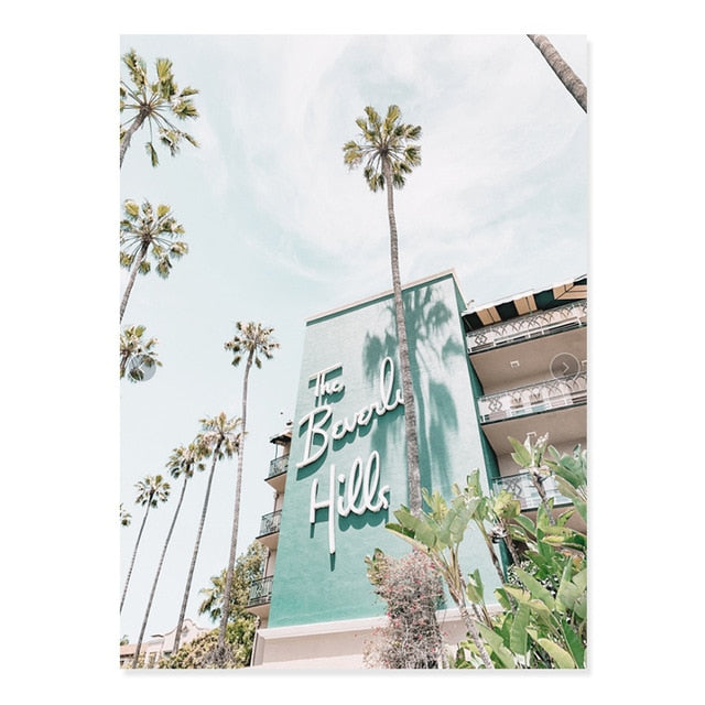 The Beverly Hills Hotel | Artistic Print | Iconic Landmark Wall Art | Elegant Home Decor Poster