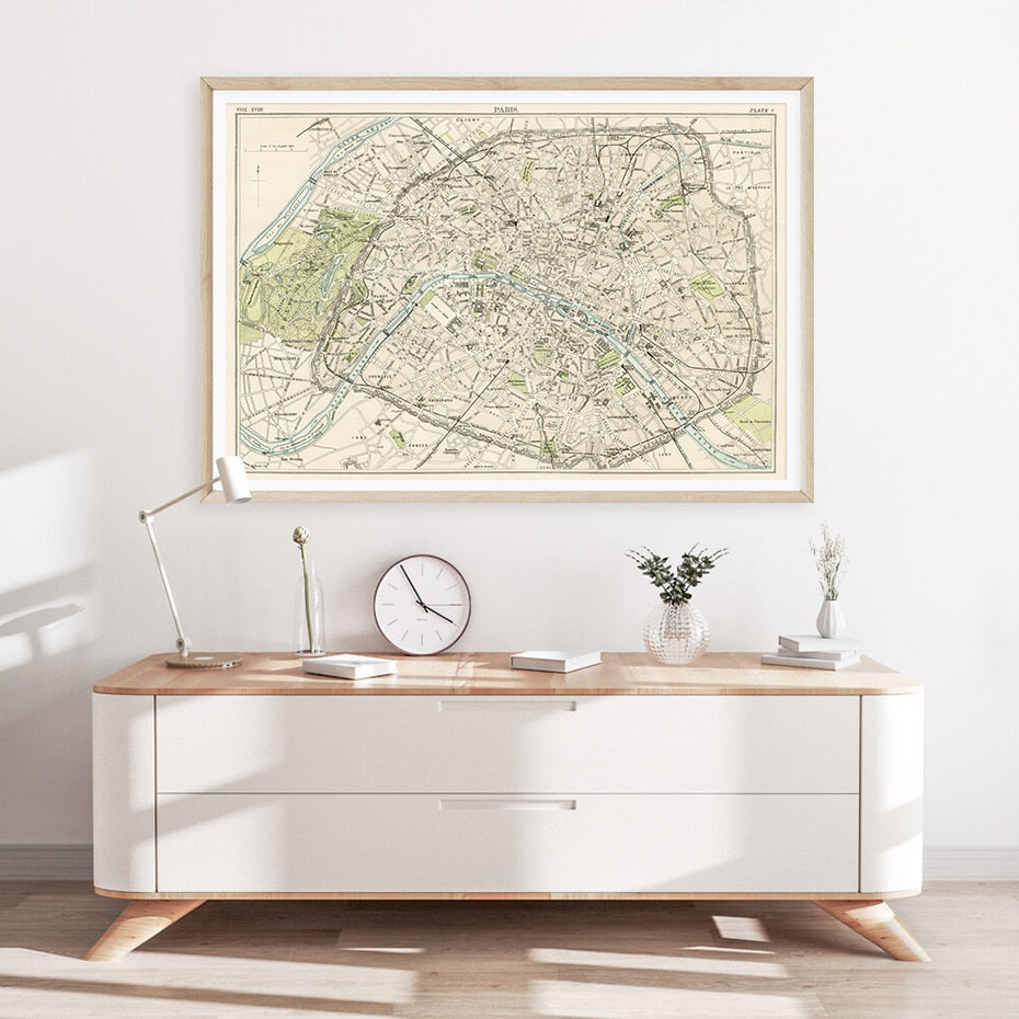 Vintage City Maps | Wall Art Poster | Urban Design | Home Decor | Retro Cartography Print
