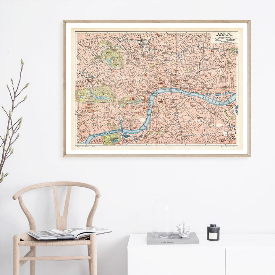 Vintage City Maps | Wall Art Poster | Urban Design | Home Decor | Retro Cartography Print
