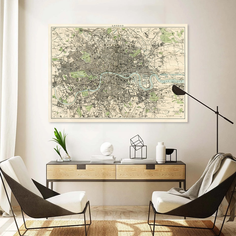 Vintage City Maps | Wall Art Poster | Urban Design | Home Decor | Retro Cartography Print