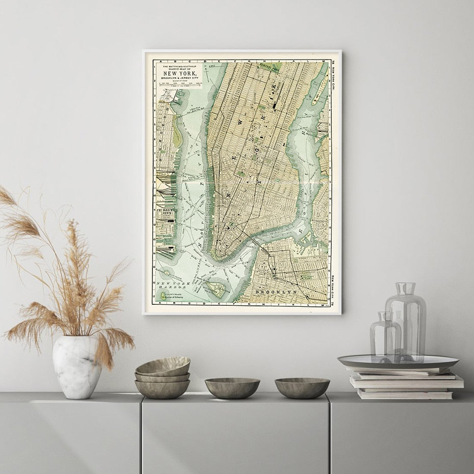 Vintage City Maps | Wall Art Poster | Urban Design | Home Decor | Retro Cartography Print