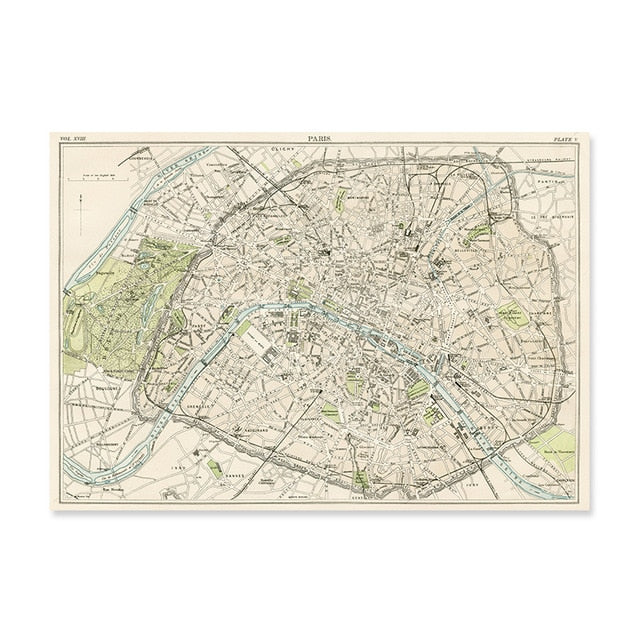 Vintage City Maps | Wall Art Poster | Urban Design | Home Decor | Retro Cartography Print