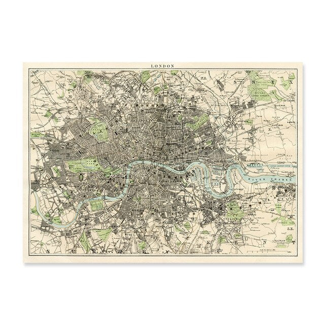 Vintage City Maps | Wall Art Poster | Urban Design | Home Decor | Retro Cartography Print