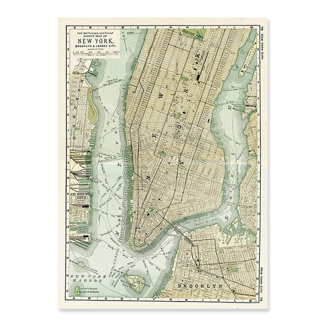Vintage City Maps | Wall Art Poster | Urban Design | Home Decor | Retro Cartography Print