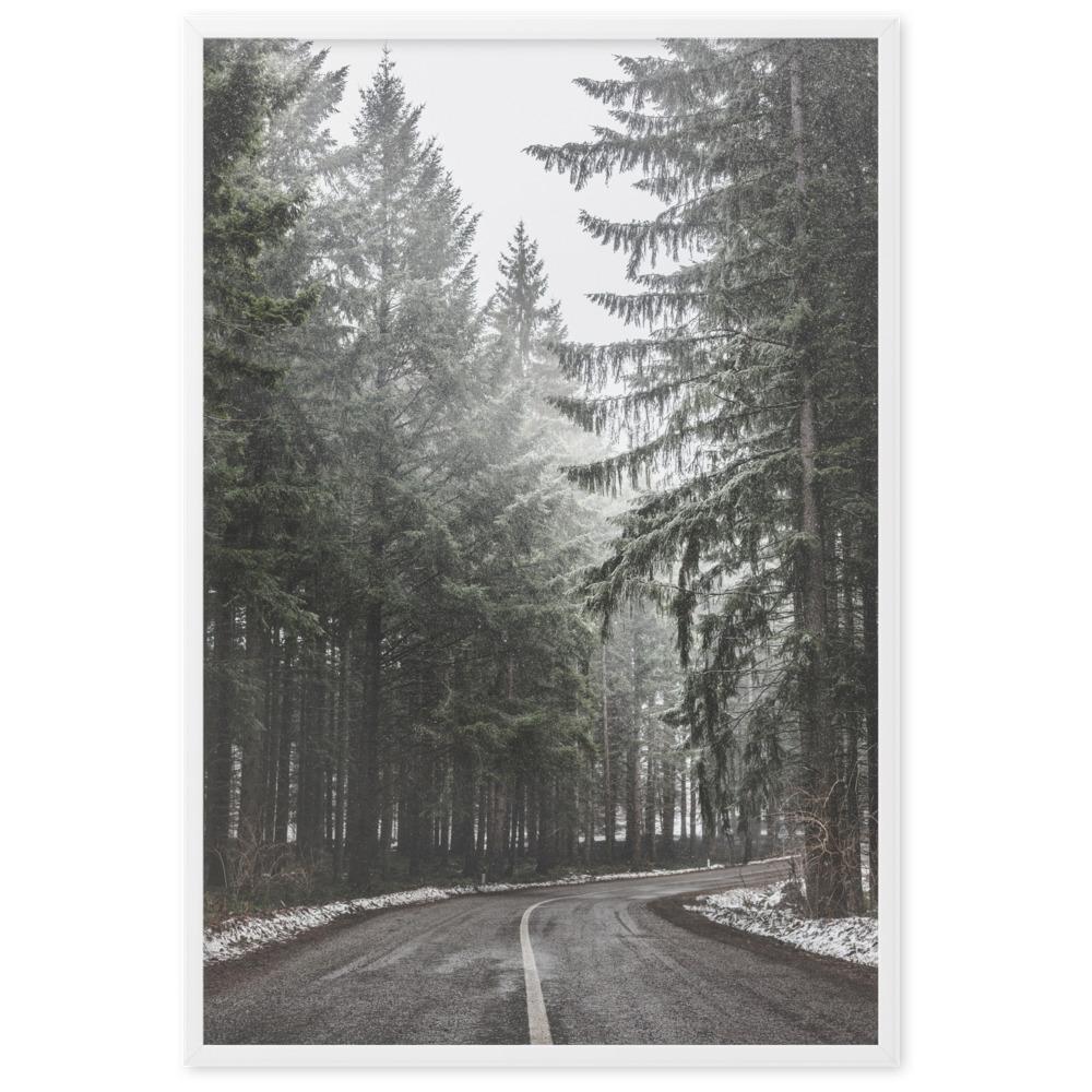 Winter Mountain Road Poster | Scenic Landscape Art | Home Decor | Winter Wonderland | Wall Art | Nature-Inspired Decor | Mountain View | Travel Inspired | Premium Quality Print