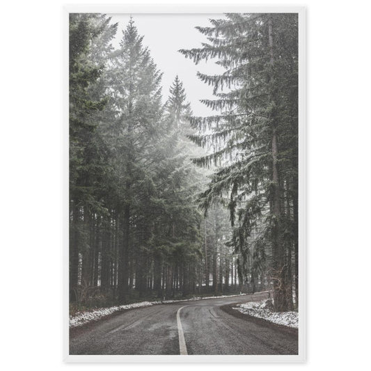 Winter Mountain Road Poster | Scenic Landscape Art | Home Decor | Winter Wonderland | Wall Art | Nature-Inspired Decor | Mountain View | Travel Inspired | Premium Quality Print