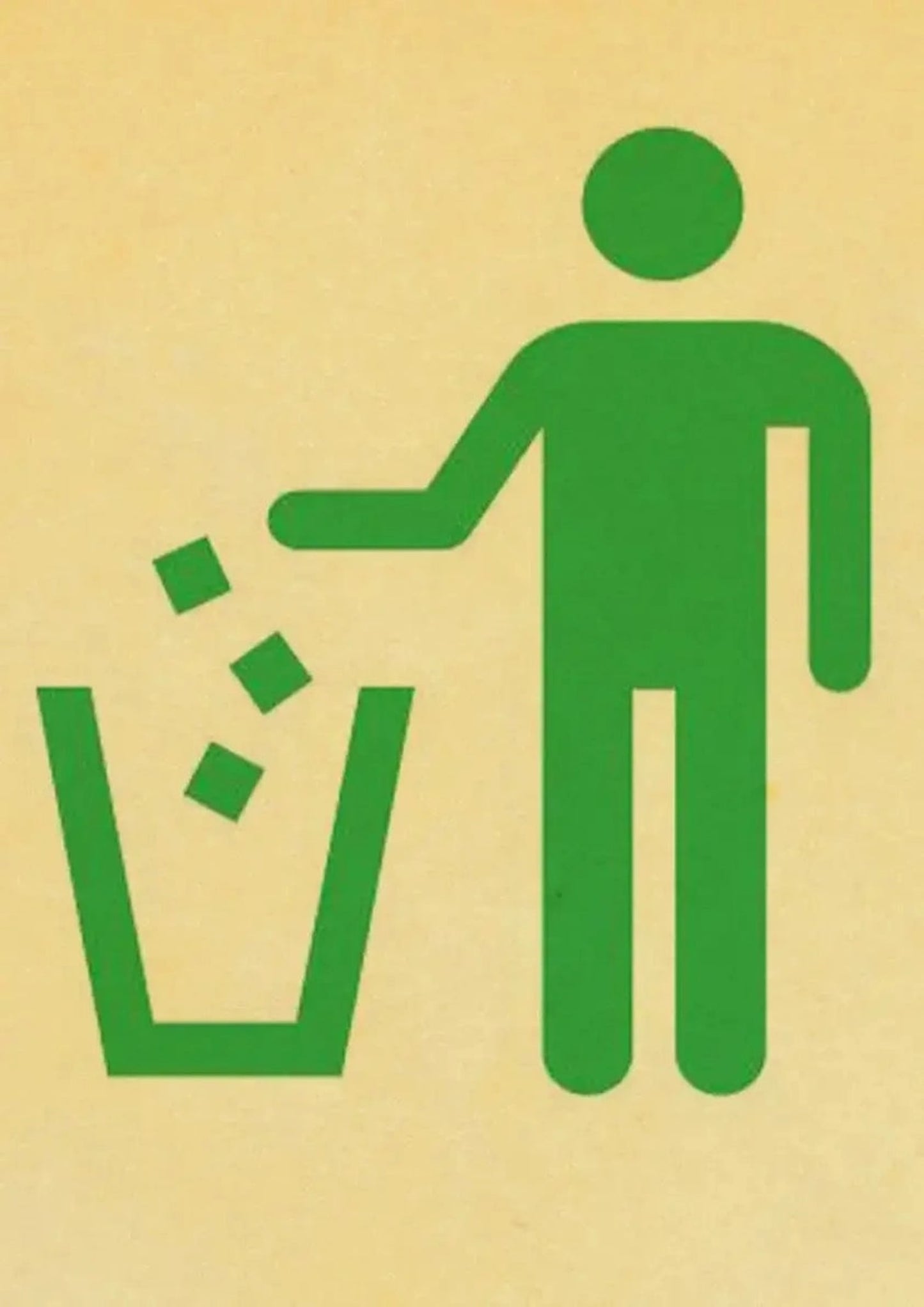 Vintage Garbage Can Warning Sign | Industrial Danger Art