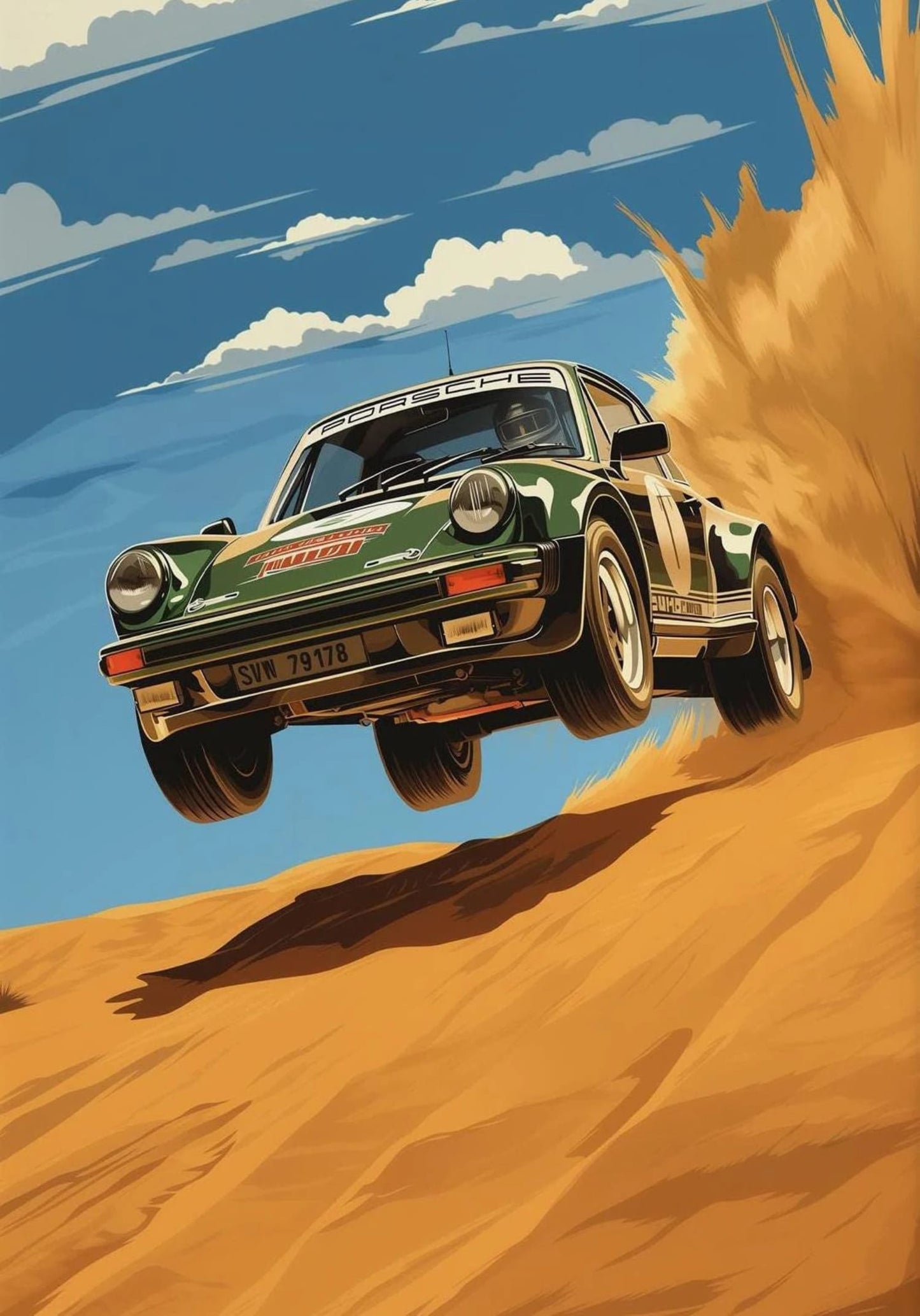 Classic Rally Car | High-Speed Desert Jump