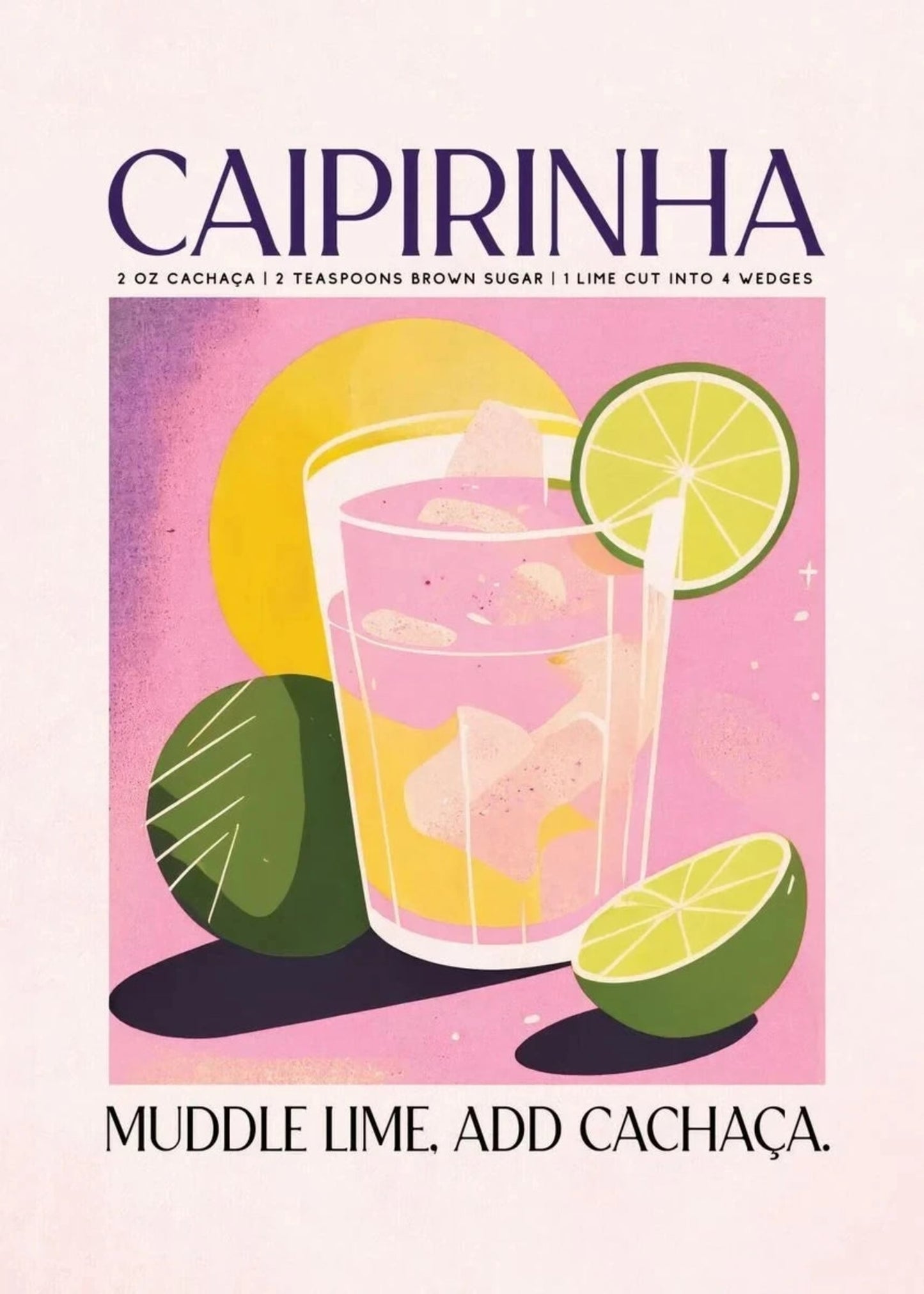 Caipirinha Cocktail | Illustrated Recipe Art