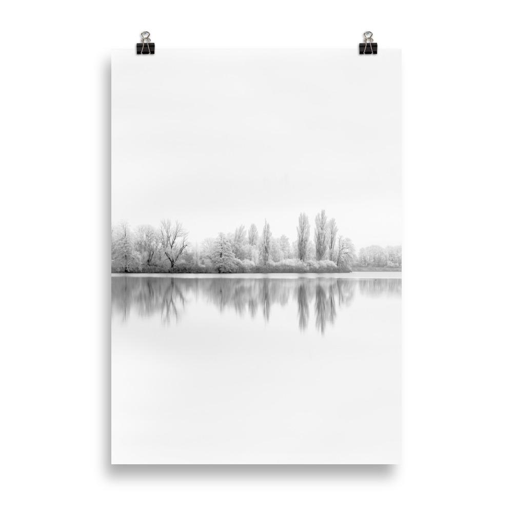 Winter Editions | Serene Winter Lake Scene Poster | Home Decor | Wall Art | Winter Landscape Artwork