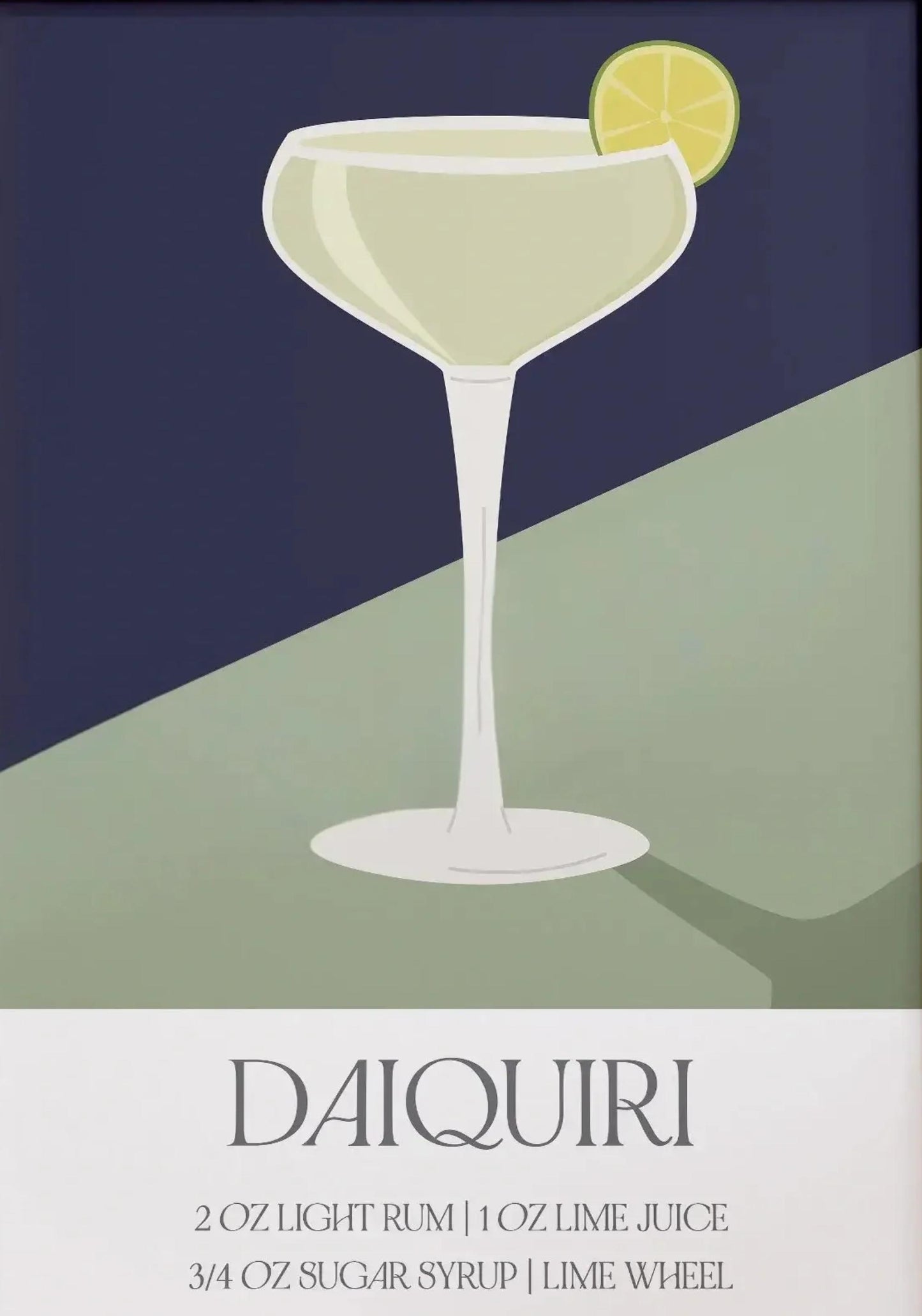 Daiquiri Recipe Poster | Colorful Cocktail Decoration | Kitchen & Bar Wall Art | Mixology Chart | Home & Garden Decor