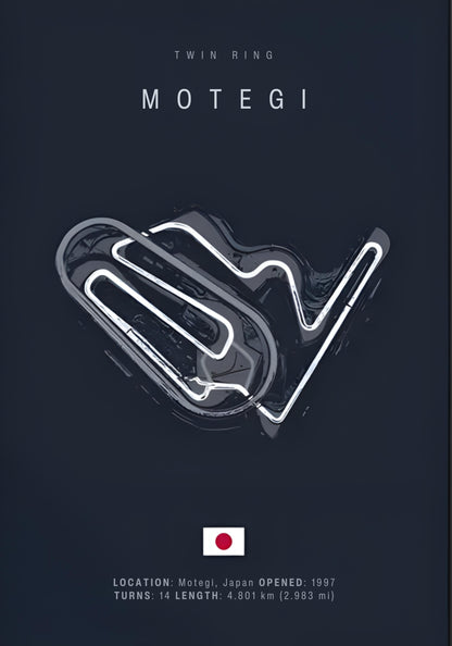 Motegi Racing Circuit Poster | Formula 1 Track Wall Art | F1 Circuit Decor for Home & Office | Motorsport Fan Gift