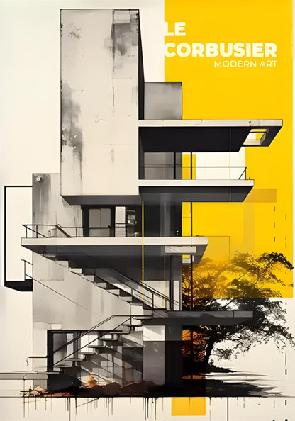Le Corbusier Modern | Yellow Abstract Architecture