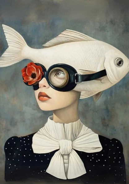 Floral Girl | Surreal Celestial | Vintage Diving Mask