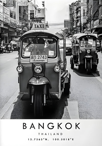 Bangkok Streets Tuk-Tuk Poster | Vibrant Thailand Experience | Colorful Urban Scene Artwork