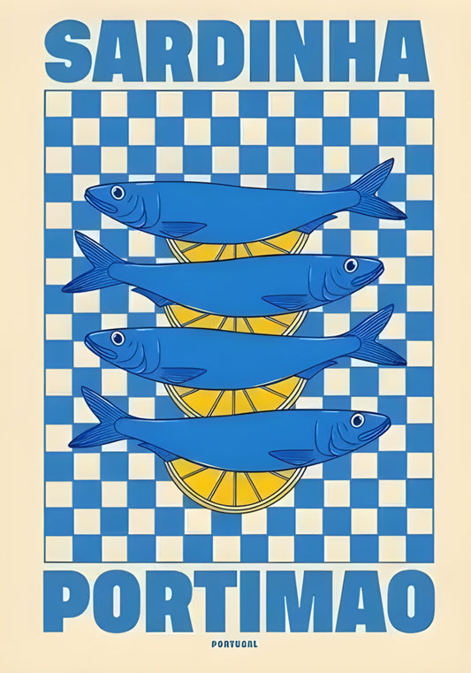 Portuguese Sardine | Portimao | Seafood Art Print Poster | Home Decor | Coastal Wall Art Decor
