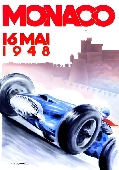 Legendary Motorsports Poster | Monaco 1940 | Vintage Racing Artwork | Classic Car Wall Decor | Home & Garden Decor