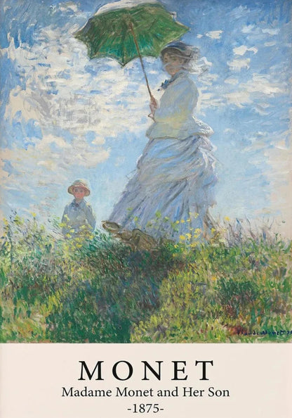 Claude Monet Poster | Masterpiece Series | Madame Monet and Her Son 1875 | Impressionist Art Reproduction | Wall Decor