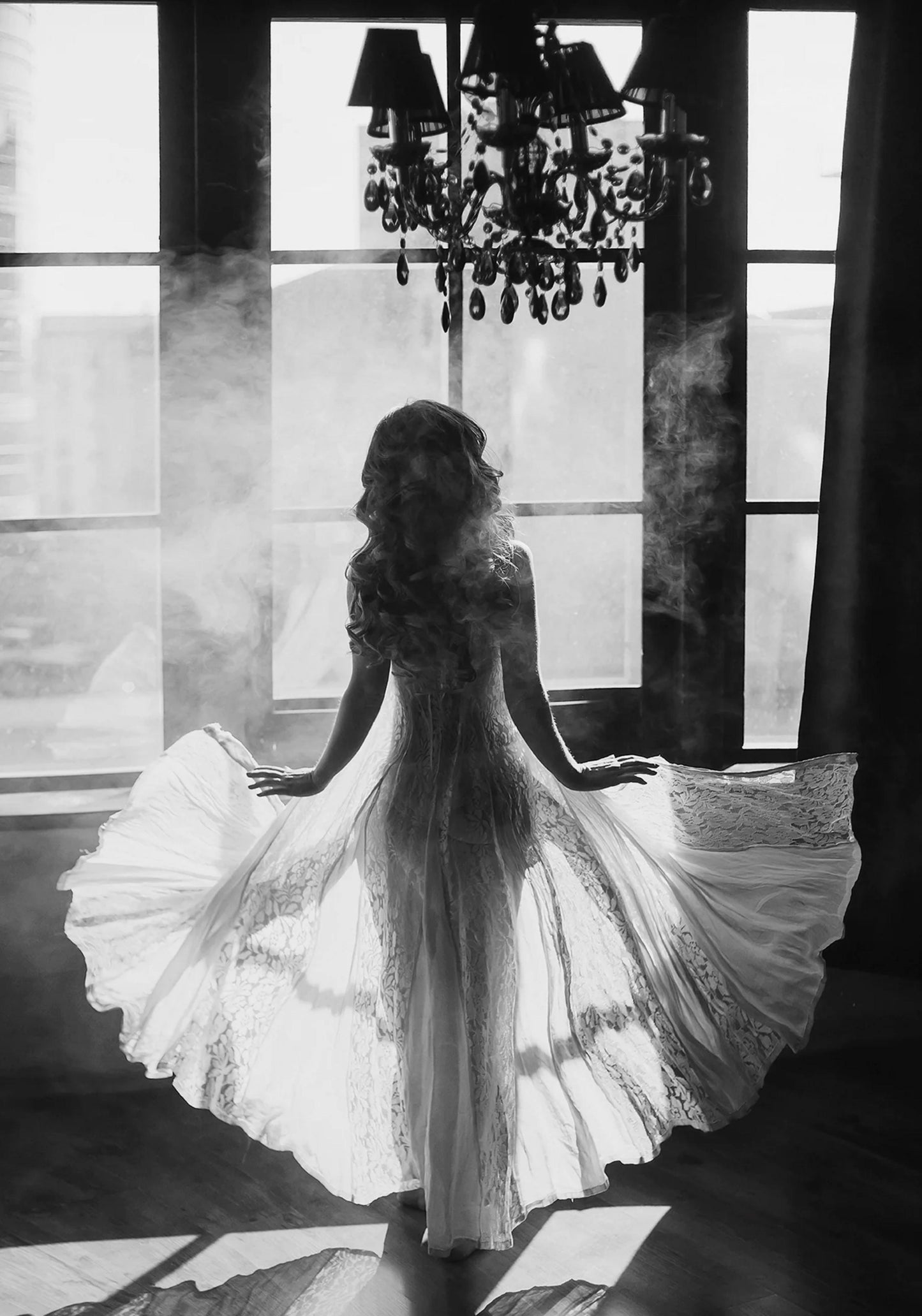 White Dress & Smoke | Elegant Modern Art