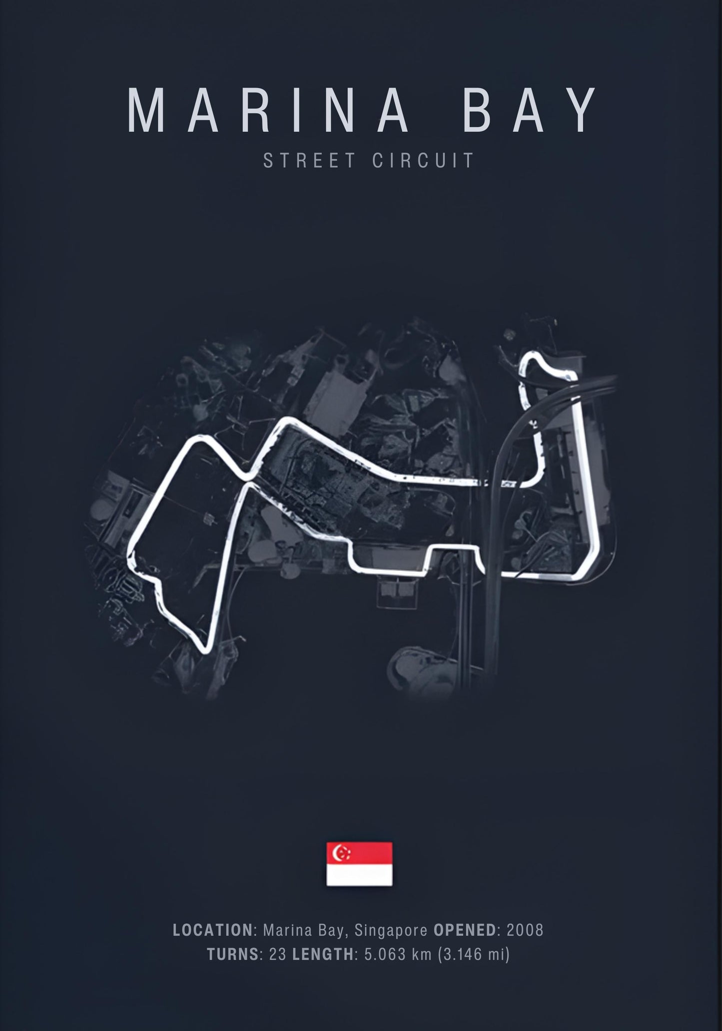 Marina Bay | F1 Circuit Layout Poster | Formula 1 Racing Track Wall Art | Home Decor