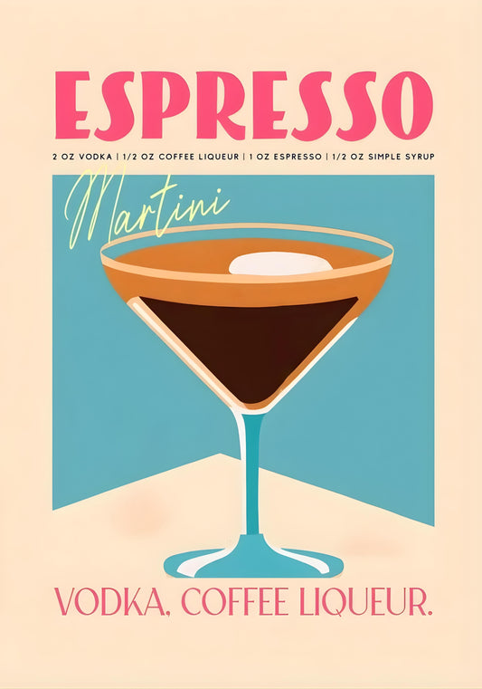 Cocktail Party Poster | Espresso | Vodka Coffee Liquor Art Print | Wall Decor
