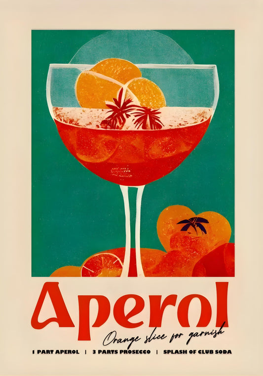 Aperol Cocktail Party Poster | Vibrant Artwork | Home Bar Wall Decor | Modern Visual Art | Perfect for Home & Garden