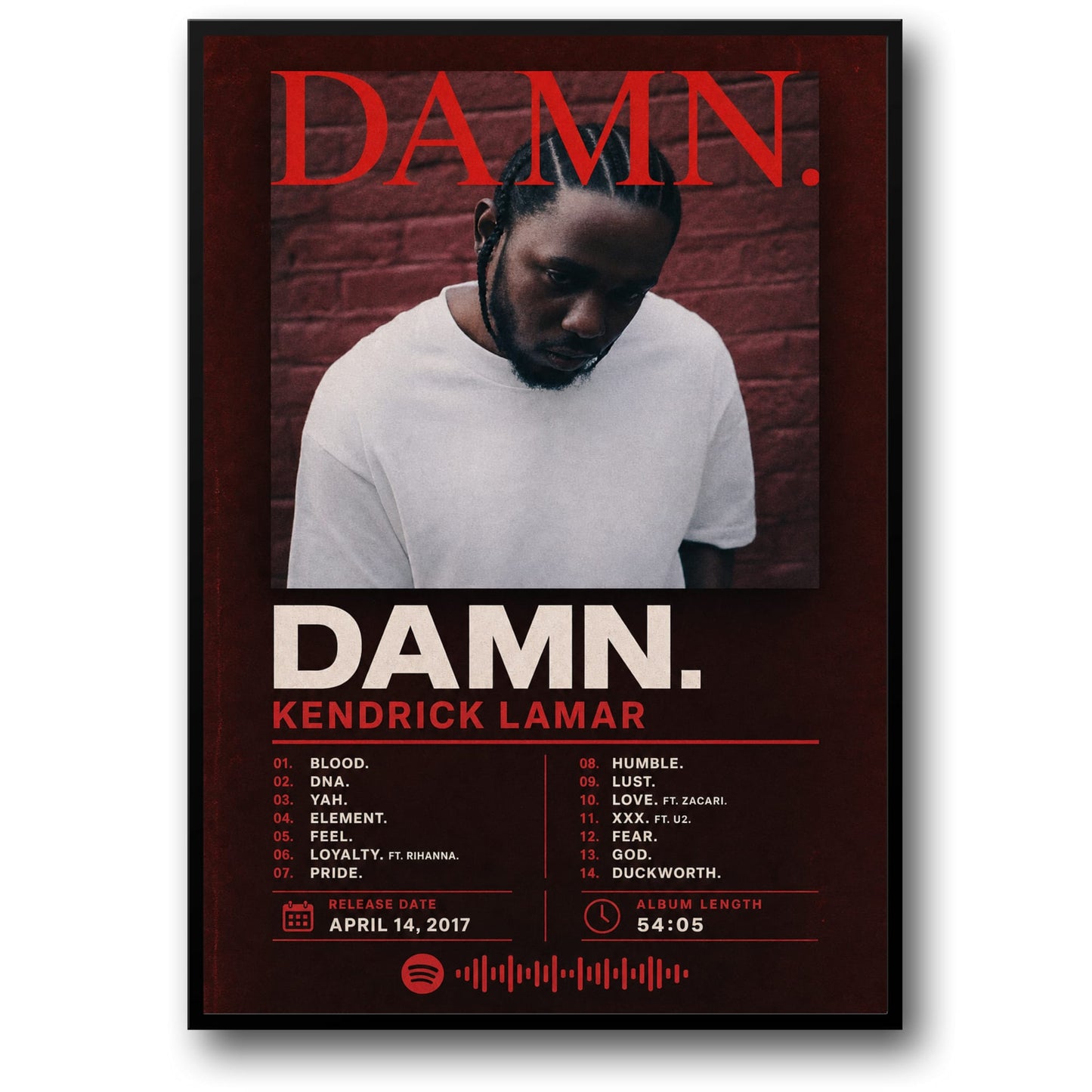 Kendrick Lamar DAMN Album Art Poster | Music Wall Decor Print | Iconic Hip Hop Artwork for Fans and Collectors | High Quality Music Print